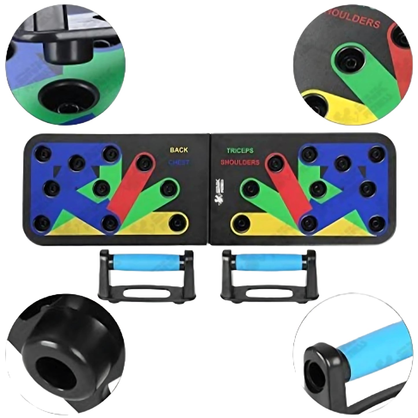 12 in 1 Push-Up Board Multi-Functional Fitness Training System with Color-Coded Positions, Environmental ABS Plastic, 60.8×18.5×2cm Foldable Body Building Push-Up Rack for Chest, Arms, Back & Core Workout