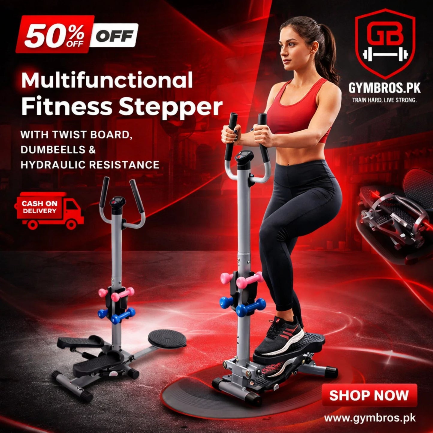 Standing Stepper with Twister and Dumbbells | 3-in-1 Twist Stepper with Handlebar, Dumbbells, Hydraulic Resistance & LCD Monitor for Full Body Home Workout