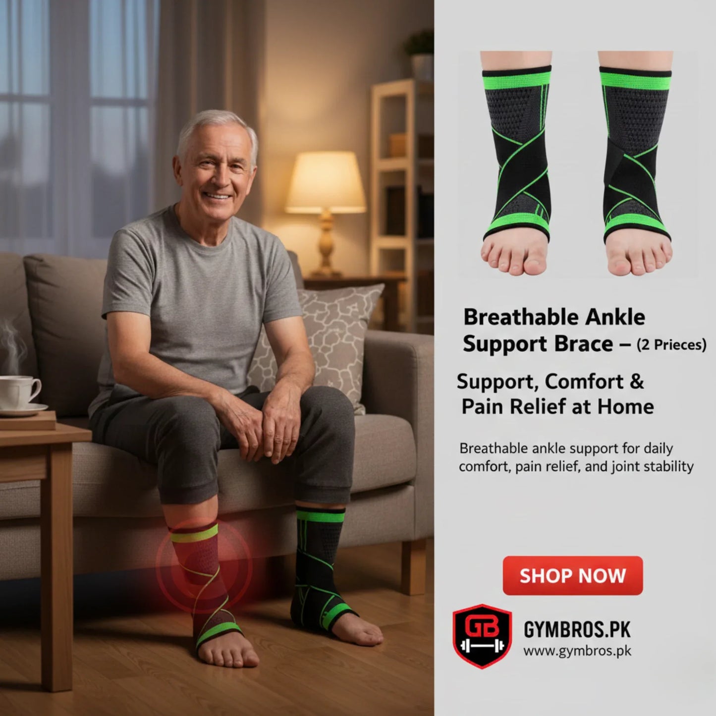 Ankle Brace Support for Gym & Sports | Adjustable Compression Ankle Stabilizer