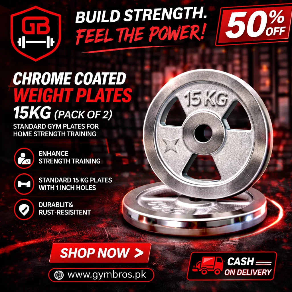 Chrome Coated Weight Plates 1–10KG Pair | Standard Gym Weight Plates with Rounded Edges, Durable Steel Finish & Easy Rod Adjustment for Home Strength Training
