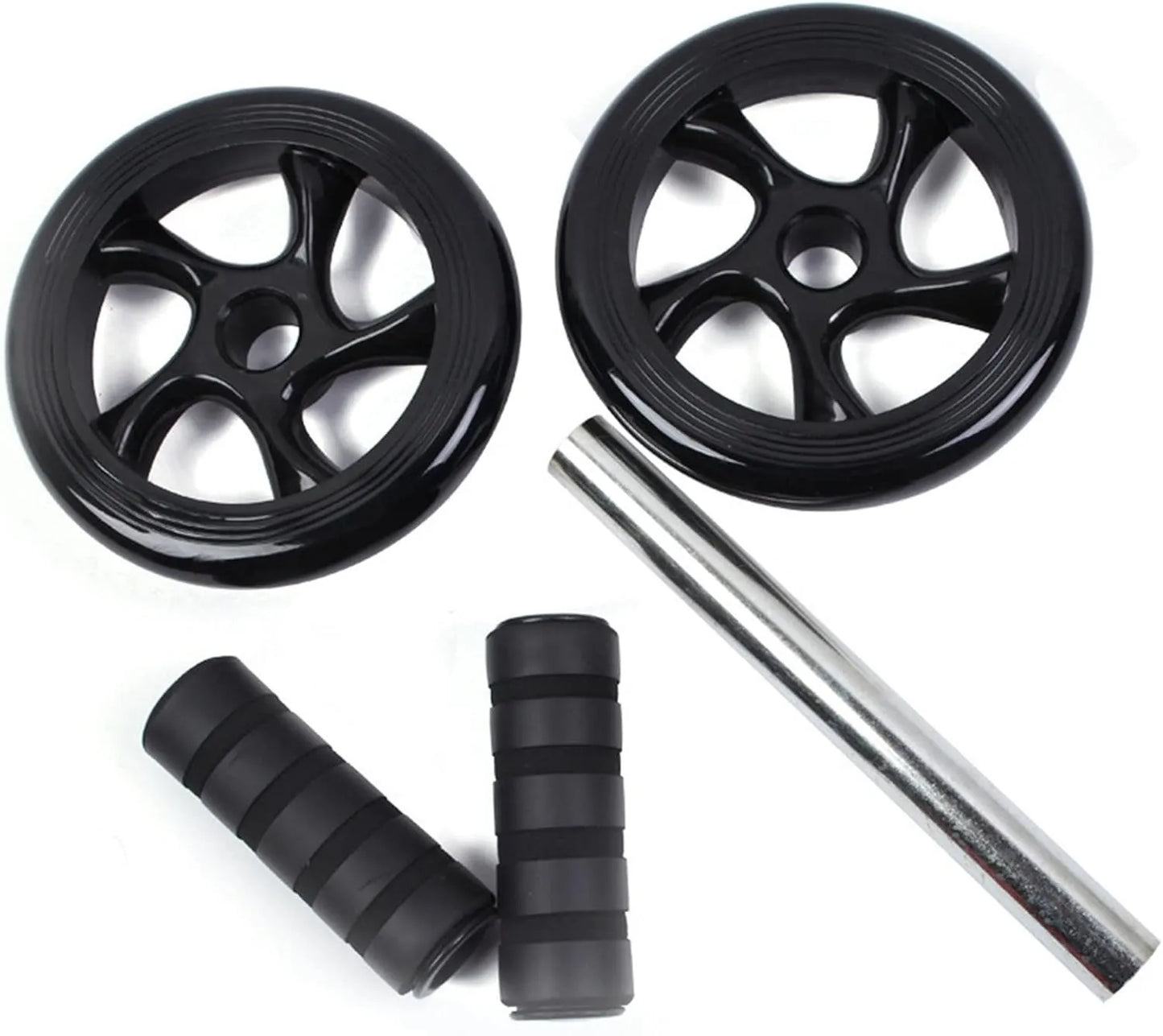 Abdominal Wheel Ab Roller Double Wheel Exercise Fitness Equipment ABS + Iron Frame + Foam Grip, 155mm Wheel, 34cm Length, 300KG Capacity Super Mute Core Trainer for Abs, Arms & Full Body Workout