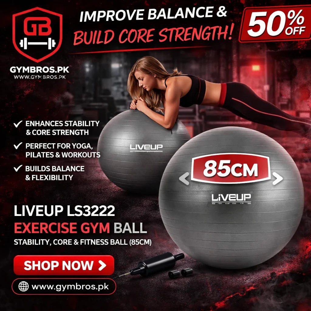 LiveUp LS3222 Exercise Gym Ball | Stability, Core & Fitness Ball (55–85 cm)