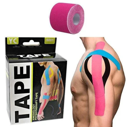 Kinesiology Tape Pack of 2 – Elastic Physiotherapy Sports Tape (5cm x 5m), Breathable, Water-Resistant Muscle & Joint Support for Gym, Running & Recovery