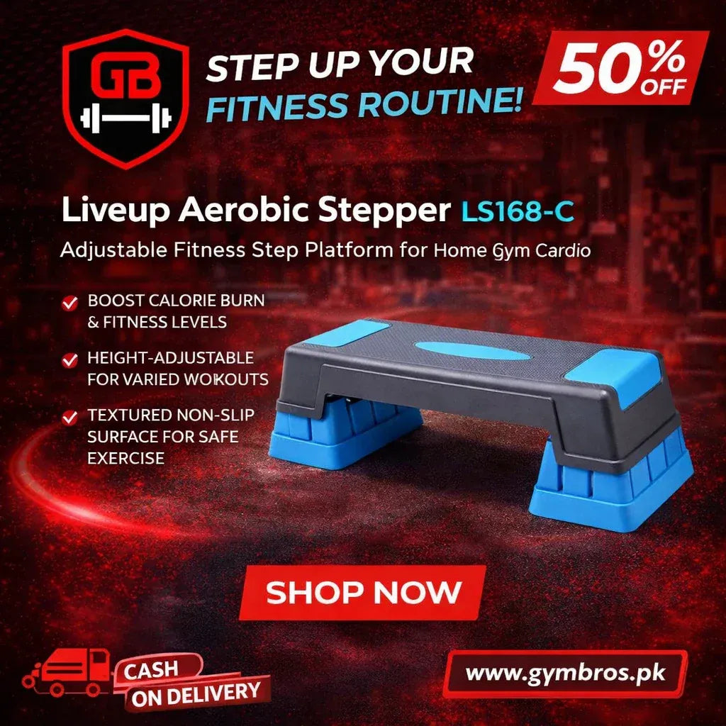 Liveup Aerobic Stepper LS3168 Series – Professional Height-Adjustable Exercise Platform | Small (Orange), Medium (Green) & Large (Blue) for Cardio & Plyometrics