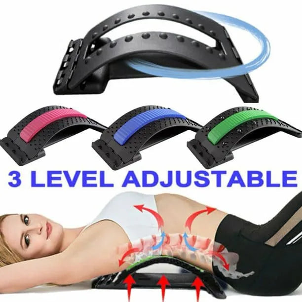 Magic Back Stretcher Lumbar Support with 3 Adjustable Settings, 96 Massage Nodes, Magnetic Acupressure Points, ABS Spine Board for Back Pain Relief, Posture Correction & Muscle Relaxation