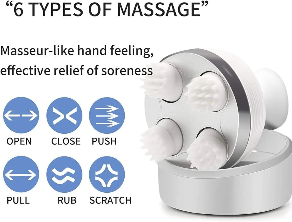 Hair Scalp Massager Rechargeable 3D Electric Head Massager Machine 5W 5V 800mAh Cordless Handheld Rotating Massage Device with Multiple Modes, 90–120 Min Runtime, 2–3 Hour Charging for Hair Growth & Relaxation