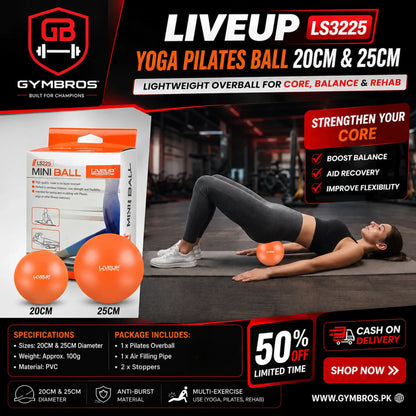 LIVEUP LS3225 Yoga Pilates Ball | 20CM & 25CM PVC Pilates Overball for Yoga, Core Strength, Physiotherapy & Balance Training