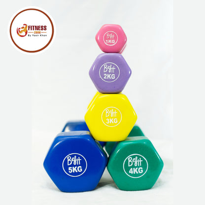 Single Vinyl Dumbbell Single Piece for Women Men – Ladies Dumbbell for Home Gym Exercise – 1kg 2kg 3kg 4kg 5kg Dumbbell for Weight Loss Fitness Yoga Aerobics Arm Workout – Non Slip Coated Dumbbell Weight for Home Gym Use – Single Fixed Weight Dumbbell