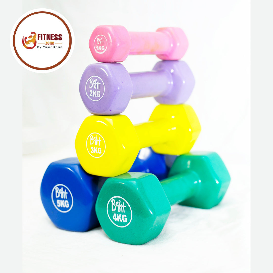 Single Vinyl Dumbbell Single Piece for Women Men – Ladies Dumbbell for Home Gym Exercise – 1kg 2kg 3kg 4kg 5kg Dumbbell for Weight Loss Fitness Yoga Aerobics Arm Workout – Non Slip Coated Dumbbell Weight for Home Gym Use – Single Fixed Weight Dumbbell