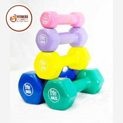 Single Vinyl Dumbbell Single Piece for Women Men – Ladies Dumbbell for Home Gym Exercise – 1kg 2kg 3kg 4kg 5kg Dumbbell for Weight Loss Fitness Yoga Aerobics Arm Workout – Non Slip Coated Dumbbell Weight for Home Gym Use – Single Fixed Weight Dumbbell