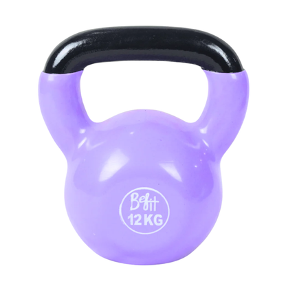 Vinyl Coated Cast Iron Kettlebell 2kg–20kg Solid Weight Training Kettle Bell with Wide Grip Handle, Flat Base & PVC Protective Coating for Full Body Strength, Cardio & Functional Home Gym Workout