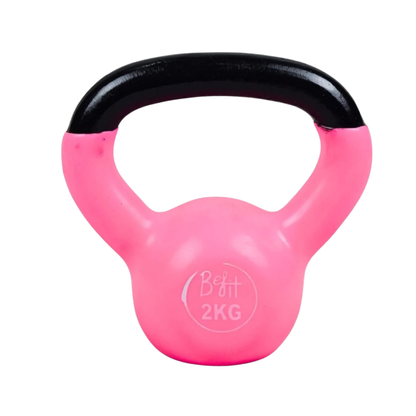 Vinyl Coated Cast Iron Kettlebell 2kg–20kg Solid Weight Training Kettle Bell with Wide Grip Handle, Flat Base & PVC Protective Coating for Full Body Strength, Cardio & Functional Home Gym Workout