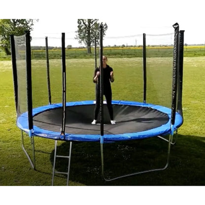 Round Outdoor Trampoline with Safety Net & Zipper Entrance (8ft, 10ft, 12ft, 14ft, 16ft) | Heavy-Duty Galvanized Steel Frame, High-Elastic Jump Mat & Weather-Resistant Garden Trampoline for Kids & Family