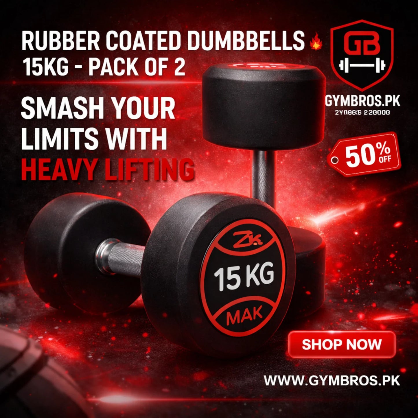ZEE MAX Rubber Coated Dumbbells Pair with Cast Iron Core, Knurled Steel Handle & Thick Noise-Reducing Rubber Coating Available in 1KG–40KG for Home Gym Strength Training