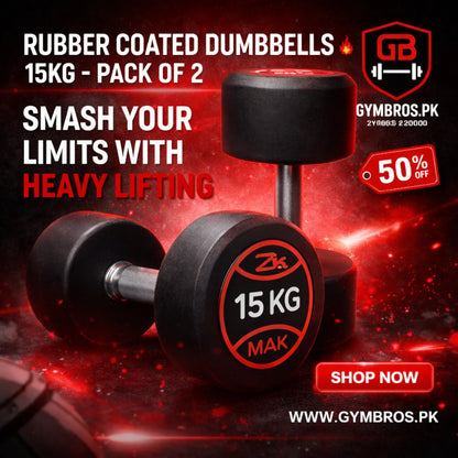 ZEE MAX Rubber Coated Dumbbells Pair with Cast Iron Core, Knurled Steel Handle & Thick Noise-Reducing Rubber Coating Available in 1KG–40KG for Home Gym Strength Training