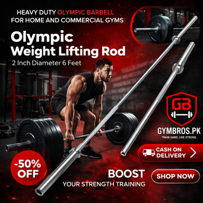 Olympic Weight Lifting Rod 2 Inch Diameter (4–7 Feet) – Heavy Duty Olympic Barbell for Home and Commercial Gyms