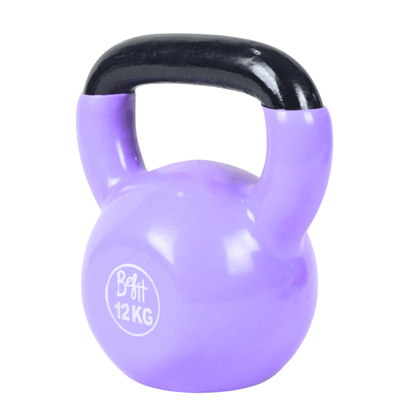 Vinyl Coated Cast Iron Kettlebell 2kg–20kg Solid Weight Training Kettle Bell with Wide Grip Handle, Flat Base & PVC Protective Coating for Full Body Strength, Cardio & Functional Home Gym Workout