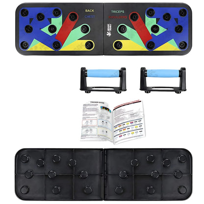 12 in 1 Push-Up Board Multi-Functional Fitness Training System with Color-Coded Positions, Environmental ABS Plastic, 60.8×18.5×2cm Foldable Body Building Push-Up Rack for Chest, Arms, Back & Core Workout