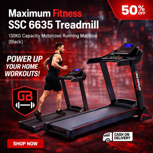 Maximum Fitness MX663S Treadmill, DC 3HP Permanent Magnet Motor, 1–18 KM/H Speed, 0–18 Motor Incline, 130KG Capacity, 4900 RPM Motorized Home Fitness Treadmill for Walking, Jogging & Running