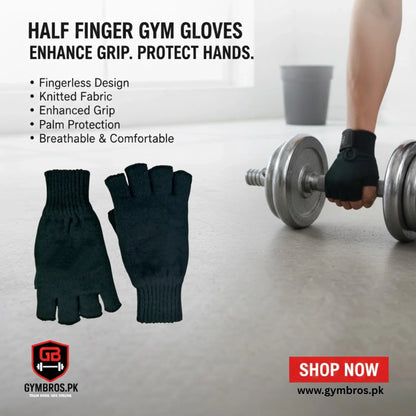 Half Finger Gym Gloves – Fingerless Workout Gloves for Weightlifting & Fitness