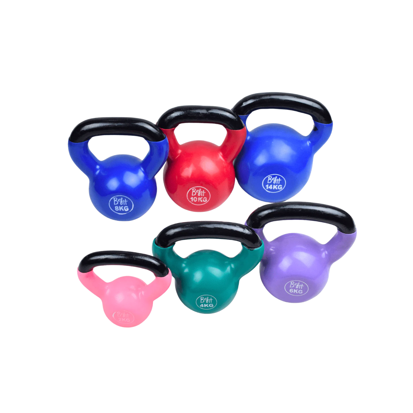 Vinyl Coated Cast Iron Kettlebell 2kg–20kg Solid Weight Training Kettle Bell with Wide Grip Handle, Flat Base & PVC Protective Coating for Full Body Strength, Cardio & Functional Home Gym Workout