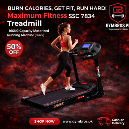 Maximum Fitness SSC 7834 Treadmill | AC 4HP Motorized Treadmill with 530×1500MM Running Area, 1–22 KM/H Speed, 1–20% Motor Incline & 160KG Capacity