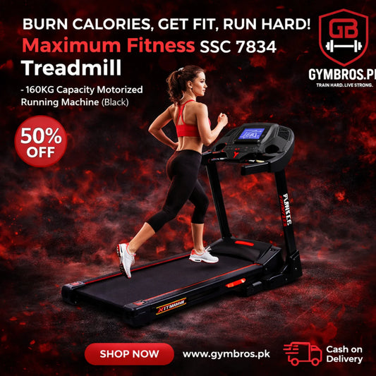 Maximum Fitness SSC 7834 Treadmill | AC 4HP Motorized Treadmill with 530×1500MM Running Area, 1–22 KM/H Speed, 1–20% Motor Incline & 160KG Capacity