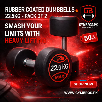 ZEE MAX Rubber Coated Dumbbells Pair with Cast Iron Core, Knurled Steel Handle & Thick Noise-Reducing Rubber Coating Available in 1KG–40KG for Home Gym Strength Training
