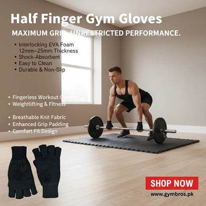Half Finger Gym Gloves – Fingerless Workout Gloves for Weightlifting & Fitness