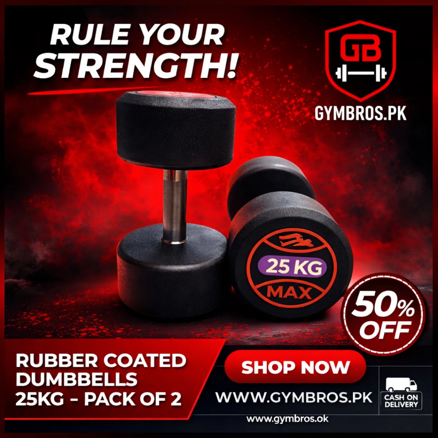 ZEE MAX Rubber Coated Dumbbells Pair with Cast Iron Core, Knurled Steel Handle & Thick Noise-Reducing Rubber Coating Available in 1KG–40KG for Home Gym Strength Training