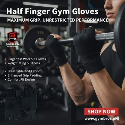 Half Finger Gym Gloves – Fingerless Workout Gloves for Weightlifting & Fitness