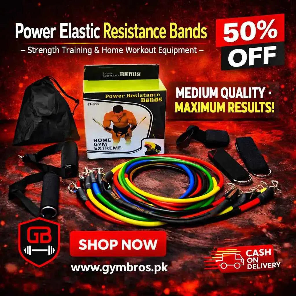 11 Piece Resistance Bands Exercise Set for CrossFit & Fitness Training | Portable Home Gym Workout Bands with Door Anchor, Handles & Ankle Straps | Medium & Premium Quality