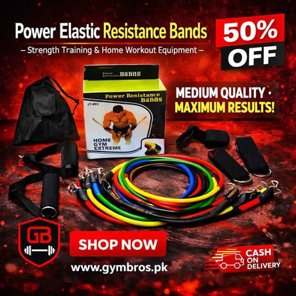 11 Piece Resistance Bands Exercise Set for CrossFit & Fitness Training | Portable Home Gym Workout Bands with Door Anchor, Handles & Ankle Straps | Medium & Premium Quality
