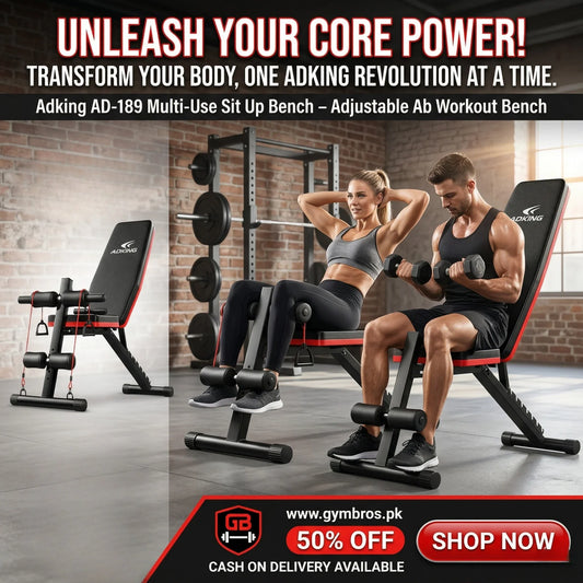 Adking AD-189 Adjustable Weight Bench for Home Gym – Foldable Multi-Purpose Workout Bench | Incline, Decline, & Flat Sit-Up Bench for Full Body Strength Training