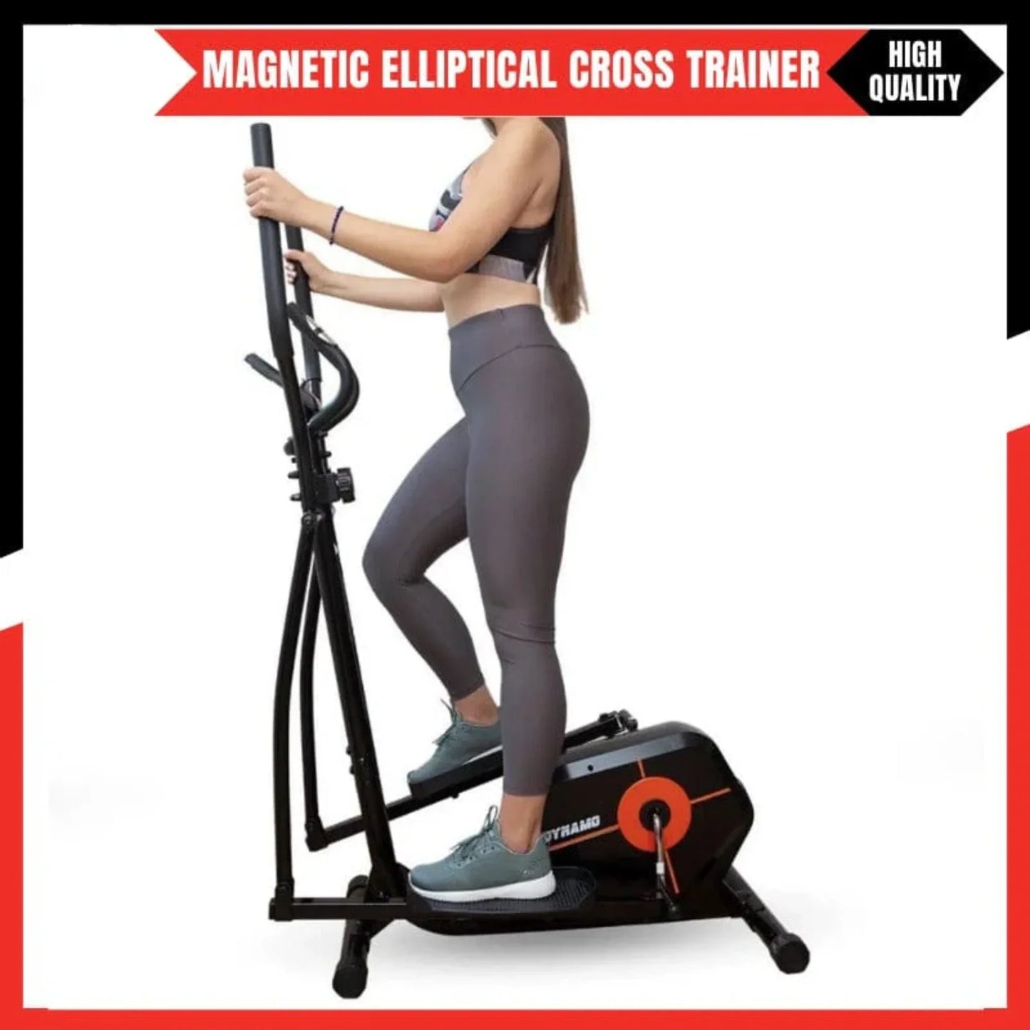 Magnetic Elliptical Cross Trainer | Elliptical Exercise Machine with 8-Level Magnetic Resistance, LCD Monitor, 2KG Flywheel & 100KG User Capacity