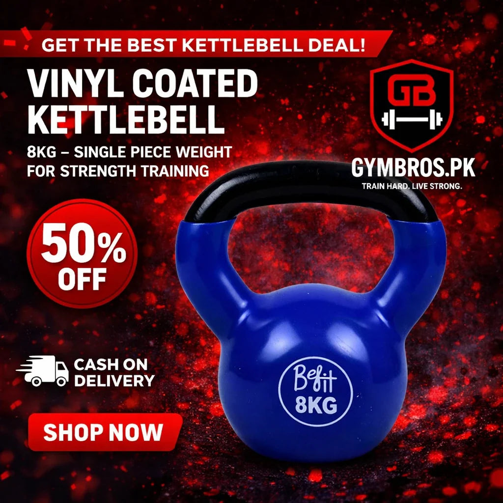 Vinyl Coated Cast Iron Kettlebell 2kg–20kg Solid Weight Training Kettle Bell with Wide Grip Handle, Flat Base & PVC Protective Coating for Full Body Strength, Cardio & Functional Home Gym Workout