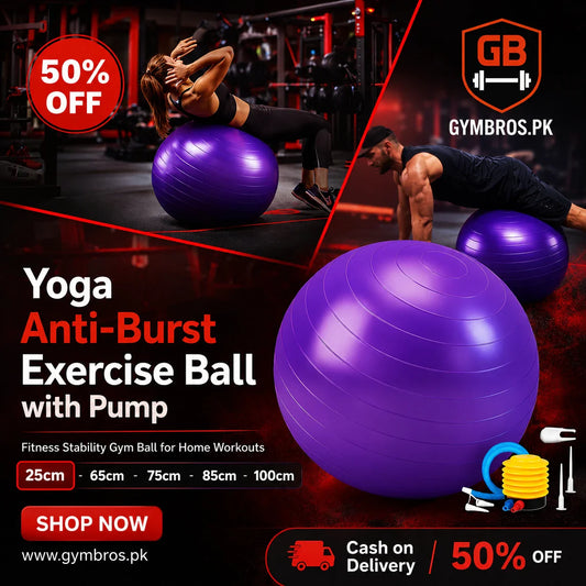 Anti-Burst Exercise Gym Ball with Air Pump, Non-Slip Yoga Stability Ball in 25CM, 65CM, 75CM, 85CM & 100CM Sizes for Core Strength, Balance, Home Workout & Physical Therapy