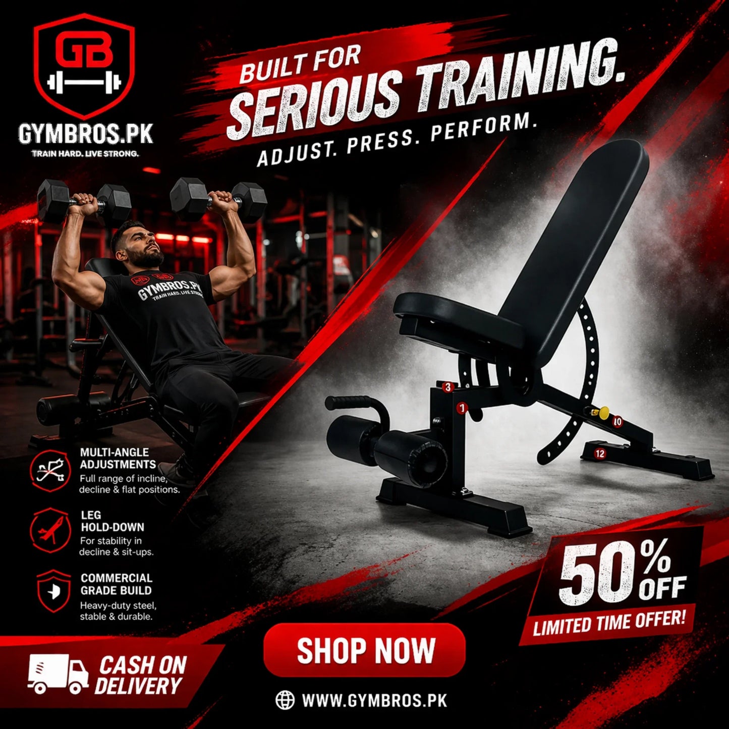 Multifunctional Adjustable Weight Bench – Commercial Workout Bench for Home & Gym