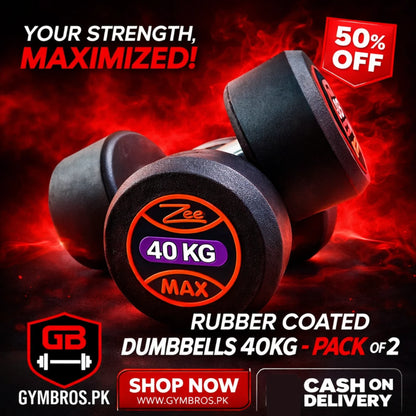 ZEE MAX Rubber Coated Dumbbells Pair with Cast Iron Core, Knurled Steel Handle & Thick Noise-Reducing Rubber Coating Available in 1KG–40KG for Home Gym Strength Training