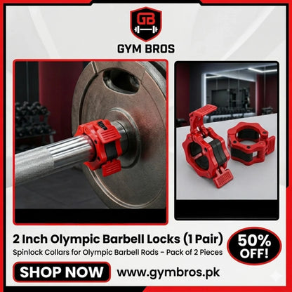 Barbell Spinlock Collars (2 Inch Olympic) – ABS Plastic Heavy Duty Barbell Locks | Supports 200–500lbs | Pack of 2 for Barbell, Dumbbell, EZ & W Bars