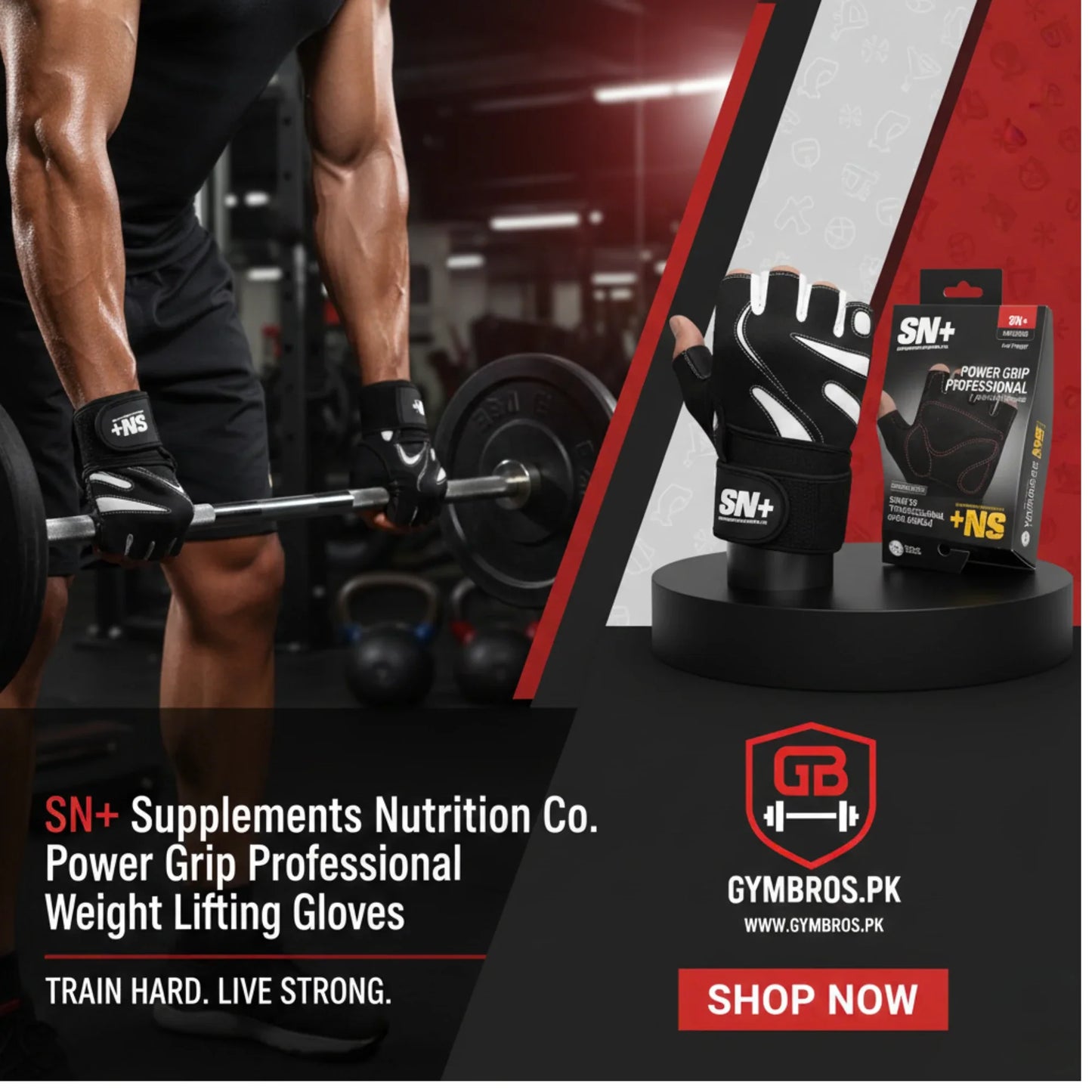 SN+ Weight Lifting Gloves | Gym Gloves for Men & Women | Anti-Slip Workout Gloves