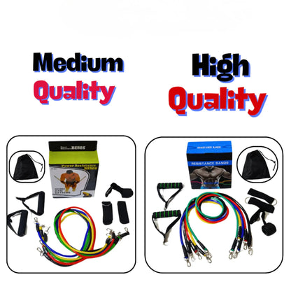 11 Piece Resistance Bands Exercise Set for CrossFit & Fitness Training | Portable Home Gym Workout Bands with Door Anchor, Handles & Ankle Straps | Medium & Premium Quality