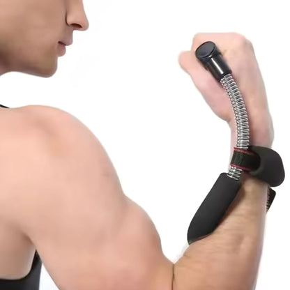 Wrist Exerciser Forearm Hand Muscle Strengthener Grip Trainer with Heavy Duty Carbon Steel Spring, Adjustable Stabilizer Pad & 10mm Foam Cushion for Wrist, Finger & Forearm Training – Black
