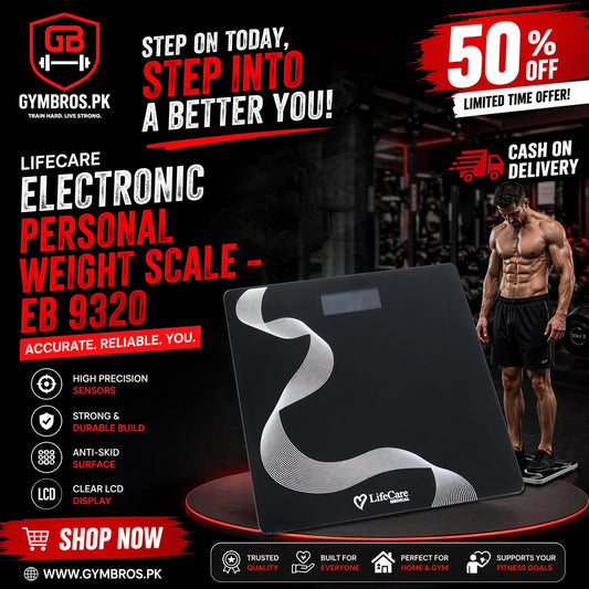 LifeCare Digital Weight Scale EB-9320 | High-Precision Electronic Body Weighing Machine with Tempered Glass, 150kg Capacity, LCD Backlight Display for Home & Clinic Use
