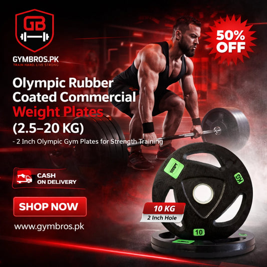 20KG Olympic Rubber Coated Barbell Plate Pair (2 x 20KG) – Tri-Grip Design, 2 Inch Hole