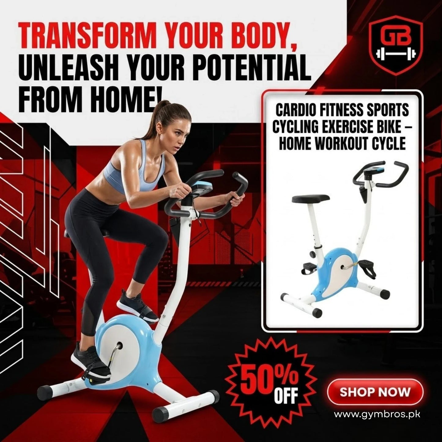 Cardio Fitness Sports Cycling Exercise Bike – Home Workout Cycle