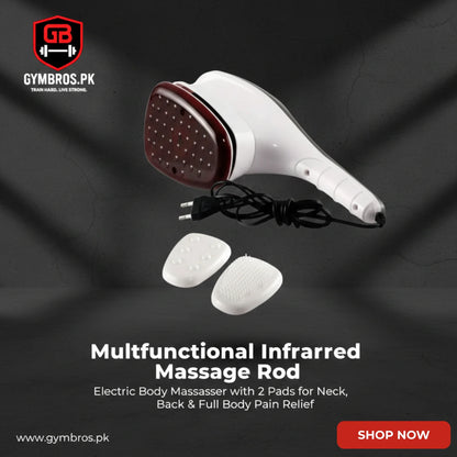 Multifunctional Infrared Massage Rod Machine 200–240V 50–60Hz with 2 Massage Pads, Portable Electric Body Massager for Slimming, Pain Relief & Full Body Relaxation (35×11.5×15.5 cm, 1325g)