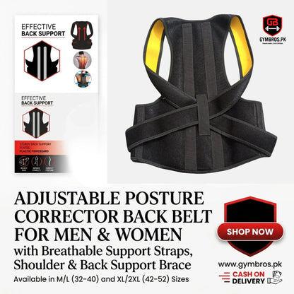 Adjustable Posture Corrector Back Belt for Men & Women with Breathable Support Straps, Shoulder & Back Support Brace Available in M/L (32–40) and XL/2XL (42–52) Sizes