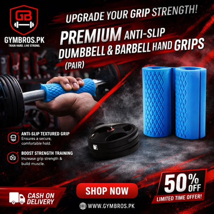 Premium Anti-Slip Dumbbell & Barbell Hand Grips Pair | 5-Inch High-Density Silicone Grip Pads for Thick Bar Training, Grip Strength & Gym Weightlifting Support