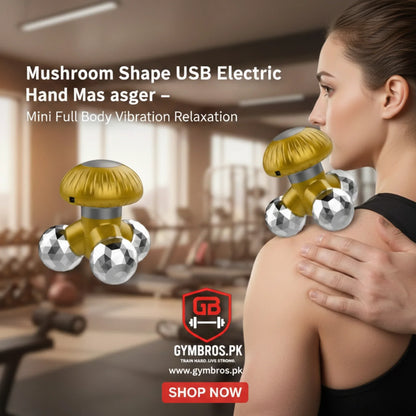 Mushroom Shape Mini Hand Massager with Battery & USB Power, Portable Full Body Vibration Massage Device for Muscle Pain Relief & Blood Circulation (10.6×10.2×9.7cm)
